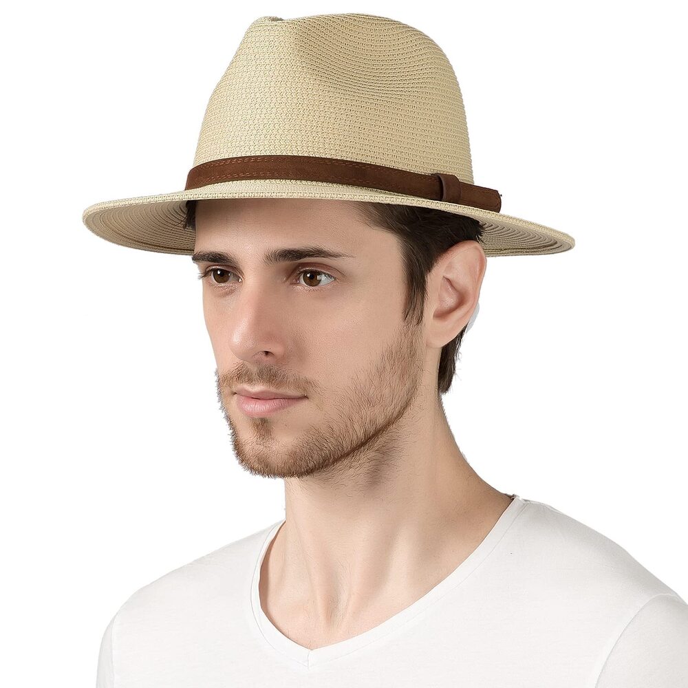 9064 Summer Beach Sun Hats Foldable Floppy Travel Packable Staw Hat, Wide
